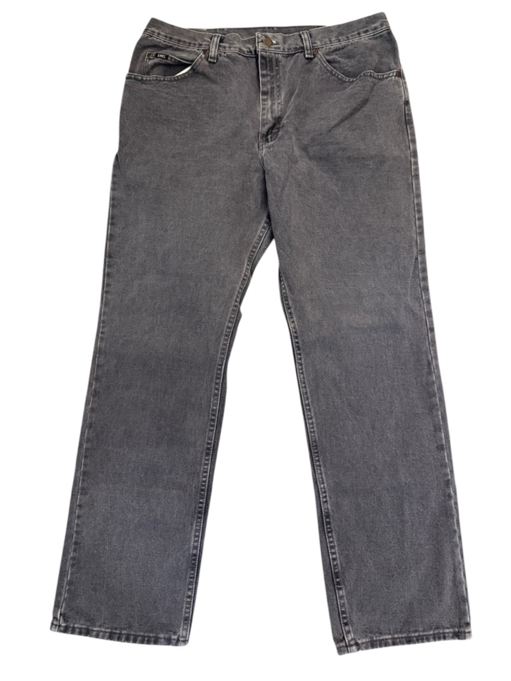 Lee Jeans 38x32 Fits 35x31 Charcoal Gray Straight Leg 100% Cotton